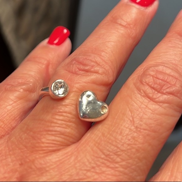 coach heart ring silver